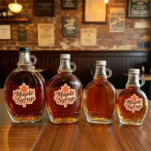 Maple Syrup Bottle Clear Glass Container With Loop Handle Food Grade Storage Honey Juice Coffee Milk Beverage Packaging