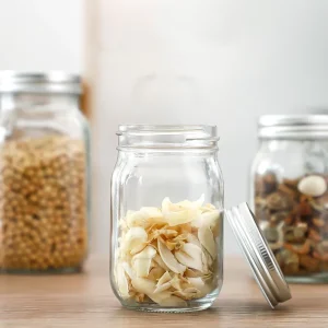 Mason Jar Glass Storage Container for Vegetables Salad Jam Cold Drinks with Split Lid 100/250/380/750/1000 mL