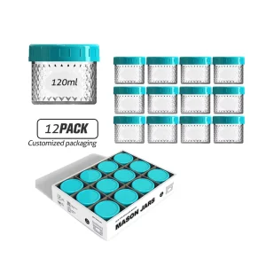 Mason Jars 120ml Kitchen Storage Jar Containers Glass Canning Jar with Colorful Plastic Lids