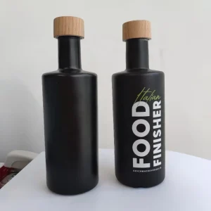 Matte Black 250ml Round Glass Chili Tomato BBQ Hot Sauce Bottle with Metal Screw Cap