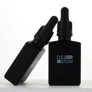 Matte Black 30ml Serum Essential Oil Aromatherapy Square Glass Dropper Bottle with Tamper Evident Lids