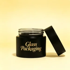 Matte Black 3oz 3.5g Glass Straight Wall Wide Mouth Jar with Child Resistant Lid