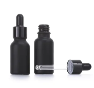 Matte Black Essential Oil Glass Face Serum Bottle with Dropper Pipette 30ml 2oz 120ml Cosmetic Packaging