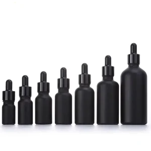 Matte Black Frosted Glass Dropper Bottles 100ml 50ml 30ml 15ml 10ml for Serum and Essential Oil