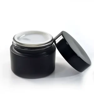 Matte Black Glass Cosmetic Cream Jar 5g 10g 15g 20g 30g 50g 100g with Black Aluminum Screw Lid