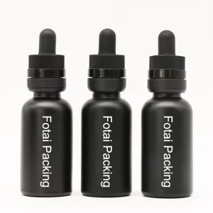 Matte Black Glass Dropper Bottle 5ml 10ml 15ml 20ml 30ml 50ml 100ml for Perfume, Hair, Beard, Olive Oil, and Serum with Paper Box