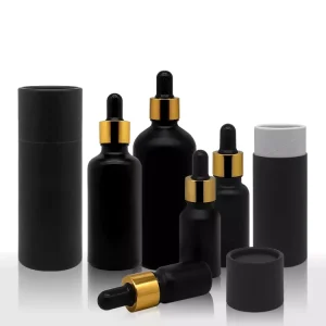 Matte Black Glass Dropper Bottles for Serum and Essential Oil, 5ml 10ml 15ml 30ml 50ml 100ml