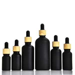 Matte Black Light Blocking Essential Oil Bottle Skincare Product Dispensing Bottle 15ml Glass Dropper Bottle Empty Bottle