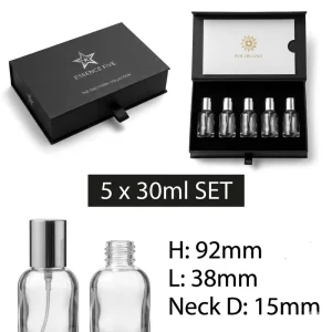 Matte Black Magnetic Rigid Gift Box for 5 x 30ml Glass Perfume Bottles