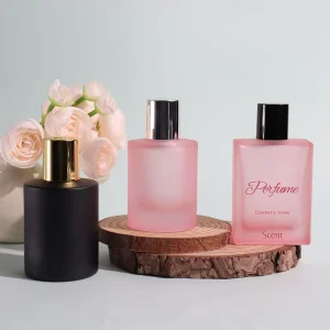 Matte Black Pink Frosted Glass Attar Perfume Spray Bottle 30ml 50ml 100ml With Pump