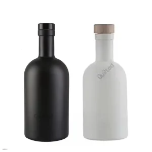 Matte Black or White Glass Beverage Liquor Bottle 100ml 200ml 375ml 500ml 750ml with Cork
