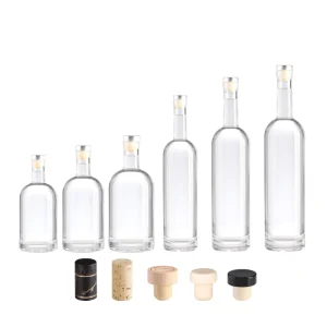 Matte Clear Glass Bottle 100ml 200ml 375ml 500ml 750ml 1000ml with Cork for Whiskey Vodka Brandy and Gin