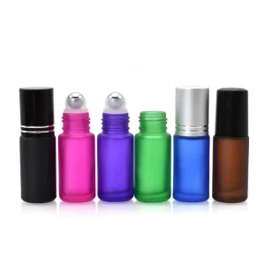 Matte Colored Glass Roll-On Perfume Bottle, Thick Bottom, 5ml, for Essential Oil, Body Oil and Massage Oil