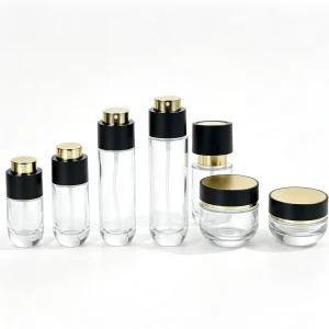 Matte Finish Glass Jar and Cosmetic Dropper Bottle Set with Silk Screen Printing, Carton Packed