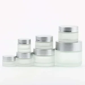 Matte Frost Glass Cosmetic Jar With Two Tone Closure Customizable Logo For Face Cream Eye Care Paste Packaging