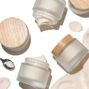 Matte Frosted Round Glass Lip Balm and Face Cream Container, 5g 10g 15g 20g 30g 50g 60g 100g