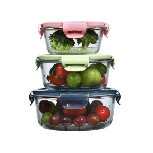 Meal Prep Container with Locking Lid Eco-Friendly Airtight High-Borosilicate Glass Food Storage Container Leakproof BPA-Free