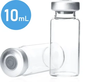 Medical Grade Pharmaceutical Vials Borosilicate Glass Bottles Rubber Stopper Gold Stamped 10ml Cylinder Shape Carton