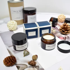 Medium Size Luxury Brown Glass Jar Soy Wax Pillar Candles Cotton Wick Scented Home Decoration Holiday