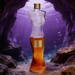 Mermaid-Shaped Food-Grade Glass Bottle, 700ml 1L, Frosted with Screw Cap for Bordeaux, Mezcal, Gin, and Vodka