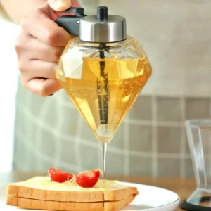 Microwavable Foldable Olive Oil Glass Dispenser Bottle with No-Drip Spout for Kitchen and Honey