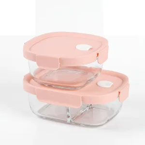 Microwave Meal Prep Container Glass Food Storage Bento Lunch Box Glass Food Container With Simple PP Lids