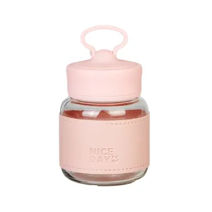 Microwave- and Dishwasher-Safe Mini Glass Water Bottle with Handle and Phone Stand