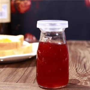 Milk Yogurt Sauce Glass Bottle Transparent Glass Pudding Jar with Silicone Cover Lid 90ml 120ml Beverage Small Easy Open