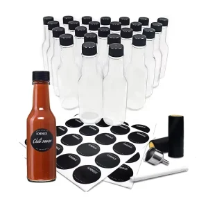Mini 150ml Glass Hot Sauce Bottles with Plastic Lids Tabasco Sauce Containers for Chilli and Tomato Ingredients