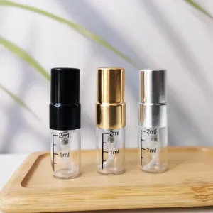 Mini 2ml Clear Glass Travel Perfume Spray Bottle with Metal or Plastic Cap