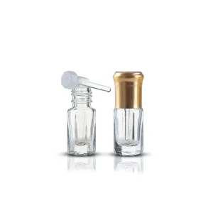 Mini 3ml Empty clear Essential Oil Perfume Octagon Attar Glass Bottle with Glass Stick