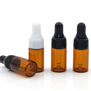 Mini Amber 1ml 2ml 3ml 5ml Essential Oil Glass Dropper Bottle Childproof for Travel