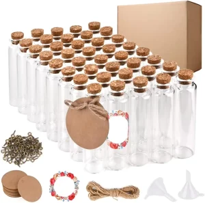 Mini Clear Glass Bottles with Cork Stopper for Wishing Bottles Jars Hanging Decoration Wedding Vials