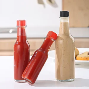 Mini Empty Chili Sauce Bottles 100ml 150ml 250ml Capacity Flat Shape Screw Cap Hot Sauce Tomato Storage