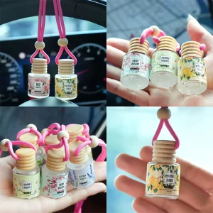 Mini Glass Bottle Hanging Car Perfume Essential Oil Air Freshener Multiple Scents