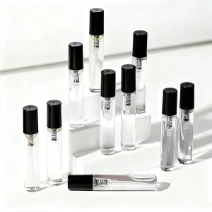 Mini Glass Perfume Sample Spray Tester Vials with Black Covers, 1 ml 2 ml 2.5 ml