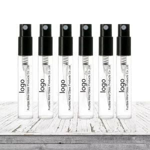 Mini Glass Vials 1ml 2ml 3ml 5ml Perfume Sample Spray Tester Bottles Black Cover Flexible MOQ Custom Screen Printing Logo