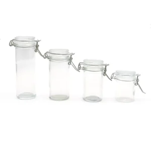 Mini Hermetic Glass Storage Jar with Clamp-Locking Clip-Top Lid, 50 ml, 75 ml, 100 ml, or 120 ml
