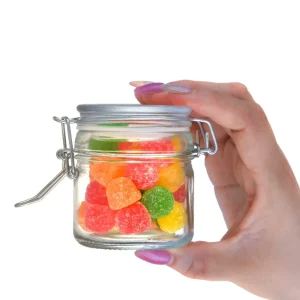Mini Round Cylinder Apothecary Glass Jar With Locking Lid Clamp Closure for Canning and Pickles
