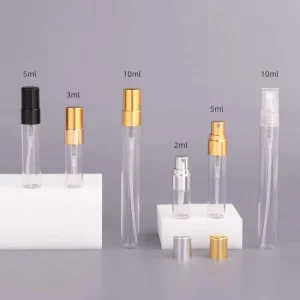 Mini Travel Glass Sprayer Bottles 2 ml 3 ml 5 ml 10 ml Metal Gold Aluminum Nozzle Atomizers