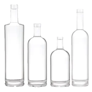 Model 001 Crystal Glass Spirit Bottles, 500ml/750ml/330ml, Round, with Cork or Screw Top and Decal Printing