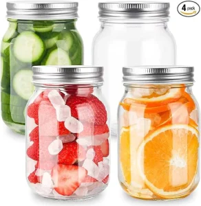 Modern 8oz 16oz 32oz Empty Clear Food Grade Glass Canning Jar Food Storage Eco Friendly Round Mason Jar with Lids