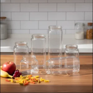 Modern Design Clear Glass Jar Container for Dry Food Grain Spice Storage