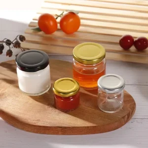 Modern Design Reusable Clear Glass Jar with Metal Lid Screw Cap for Party Food Spice Storage for Jelly Storage
