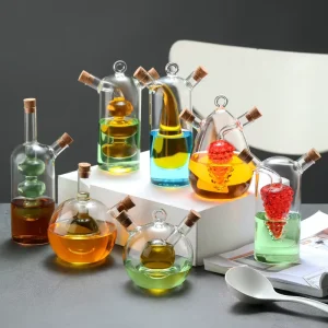 Modern Dual Use High Borosilicate Glass Soy Sauce Vinegar Bottle Creative One Pot Two In One Seasoning Oil Household Gravy Boats