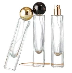 Modern Luxury 30ML Stock Clear Glass Cosmetic Perfume Bottle Pump Sprayer Reed Diffuser Screen Printed Surface Flat Shape PBB