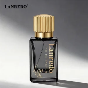 Modern Square Transparent Black Glass Perfume Mist Bottle 30ml 50ml 100ml With Gold Cap
