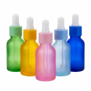 Multi Color Frosted Glass Dropper Bottles 30 80ml Refillable Empty with Dropper Cap for Essential Oil Travel Skincare Storage