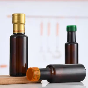 Multi Size Amber Green Glass Oil Bottle With Tamper Evident Cap Food Grade for Olive Oil Essential Oils Cooking