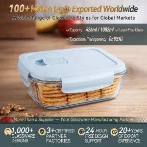 Multi-Size Glass Container with Lid Airtight Food Storage Box Glass Meal Prep Containers for Kitchen Pantry Leftover Lunch Use